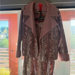 Christina Pink and Brown Snake Print Teddy Jacket